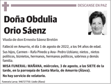 Obdulia  Orio  Sáenz