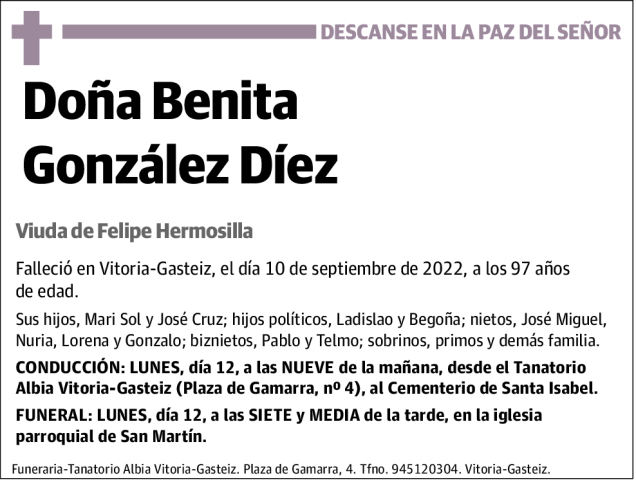 Benita  Gonzalez  Diez