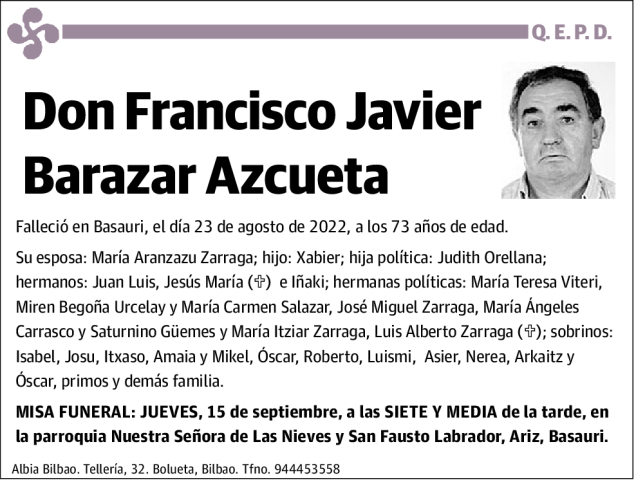 Francisco Javier Barazar Azcueta