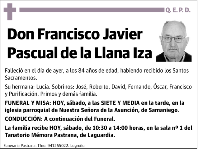 Francisco  Javier  Pascual  De  La  Llana  Iza