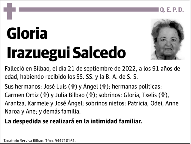 Gloria Irazuegui Salcedo
