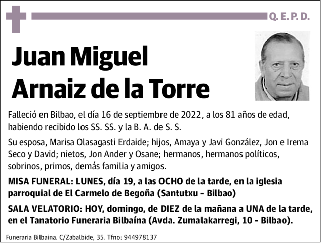 Juan Miguel Arnaiz De La Torre