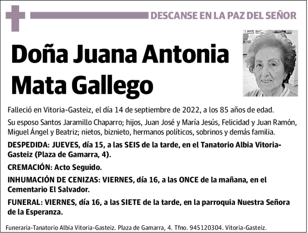 Juana  Antonia  Mata  Gallego