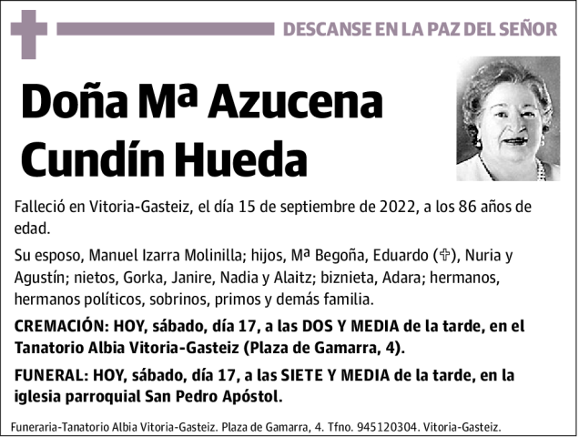 Mª  Azucena  Cundín  Hueda