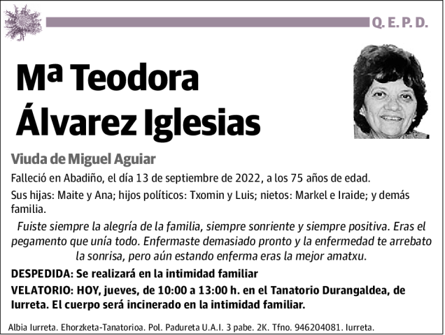 Mª Teodora Álvarez Iglesias
