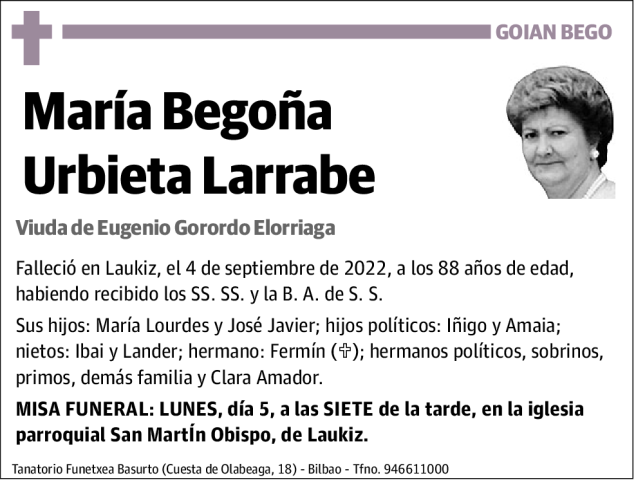 María Begoña Urbieta Larrabe