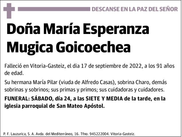 María  Esperanza  Mugica  Goicoechea