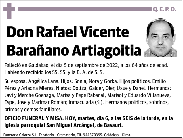 Rafael Vicente Barañano Artiagagoitia