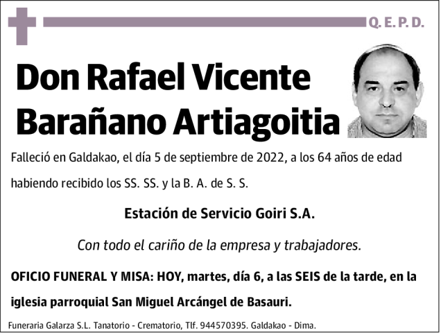 Rafael Vicente Barañano Artiagoitia
